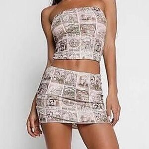 Tiger Mist Chelo Postage Stamp skirt and top set
